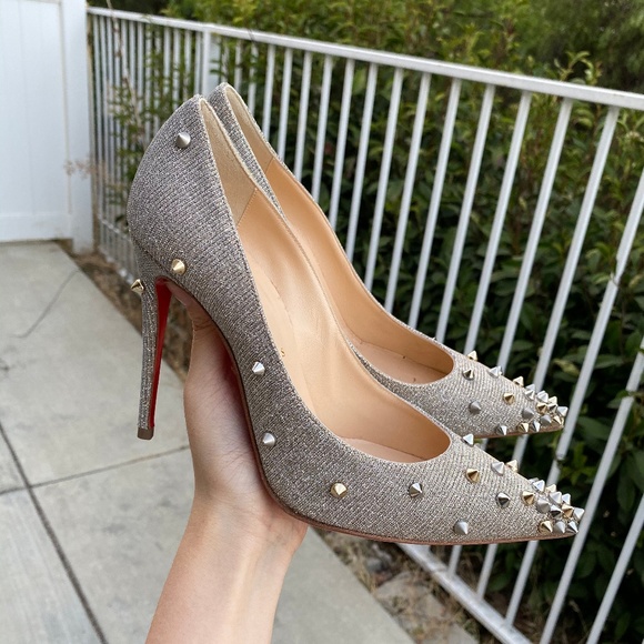 Glitter Degraspike 100 Studded Pumps 36.5 Silver - Picture 1 of 8